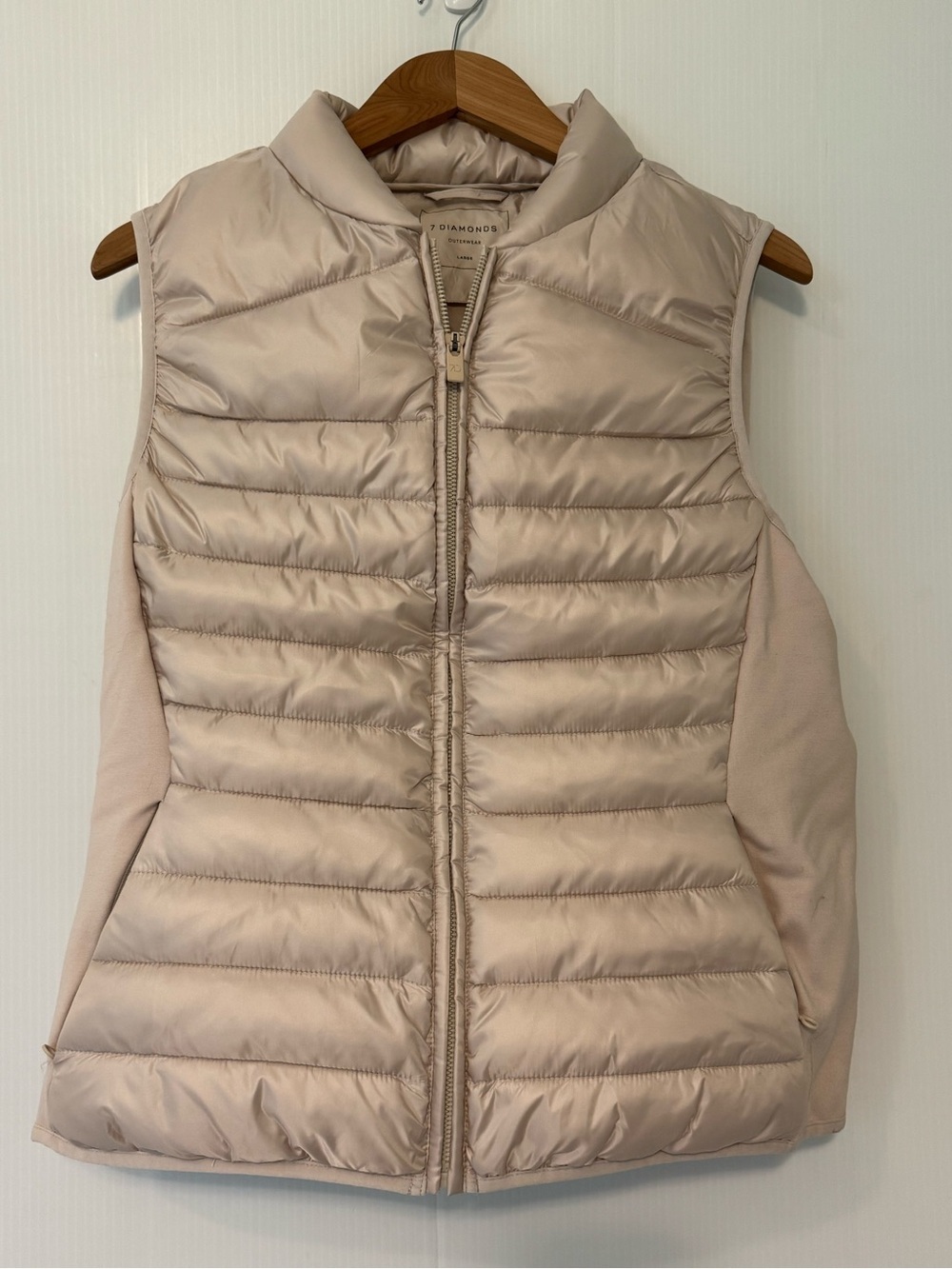 7 Diamonds Andes Vest Satin-Look Quilted Vest in Pearl color